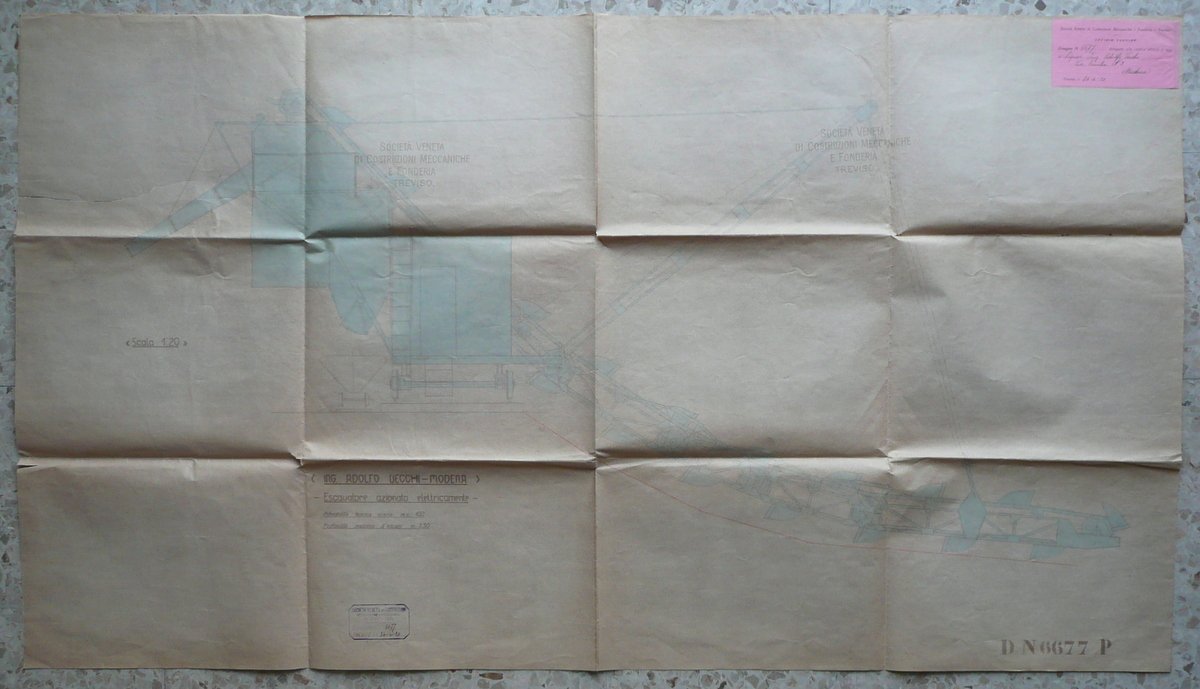 Disegno Escavatore Ing. Vecchi Soc. Veneta Costruzioni Meccaniche Fonderia 1920