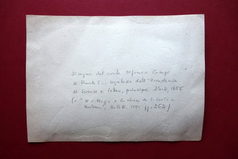 Disegno Originale Spilamberto Modena Conte Alfonso Campi Finale Emilia '800 | Immagine Gallery 2