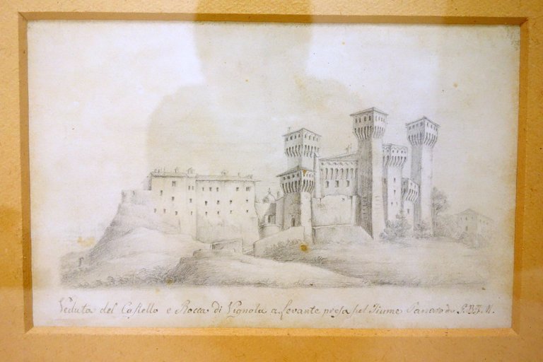 Disegno Originale Veduta del Castello e Rocca di Vignola Ferrari …