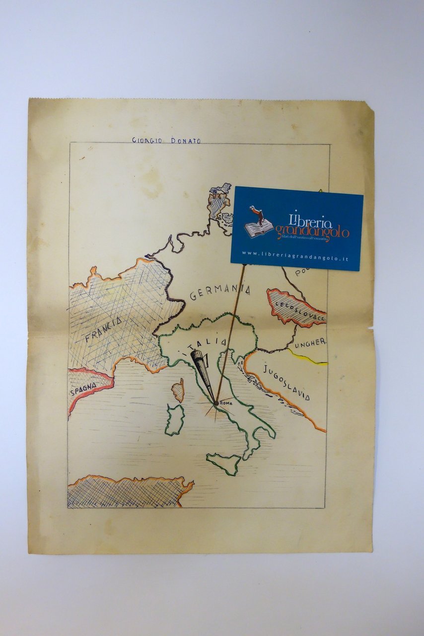 Disegno Scolastico a Colori Asse Roma Berlino Patto d'Acciaio 1939