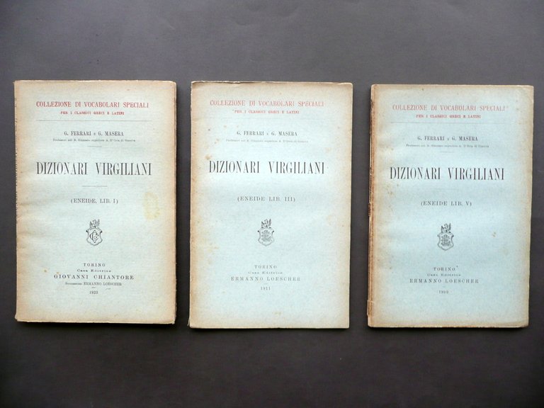 Dizionari Virgiliani Eneide Libri I III V Ferrari Masera 1909-11-23 3 Fascicoli