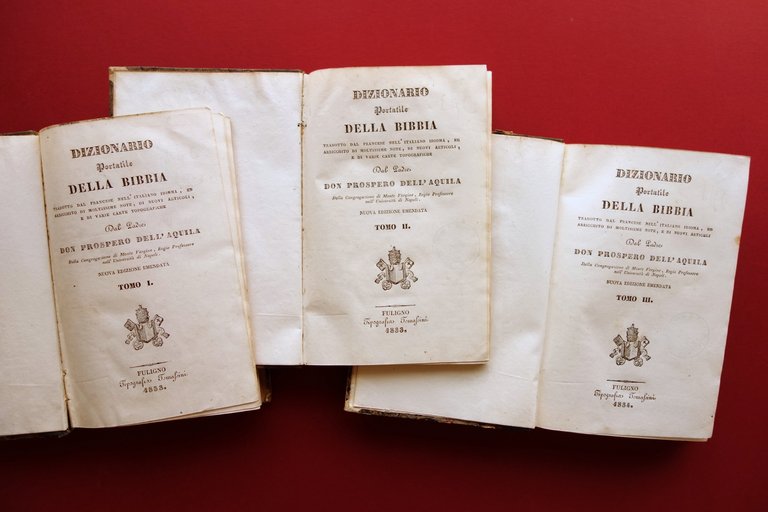 Dizionario Portatile della Bibbia Dell'Aquila Tomassini Foligno 1833-34 3 Tomi