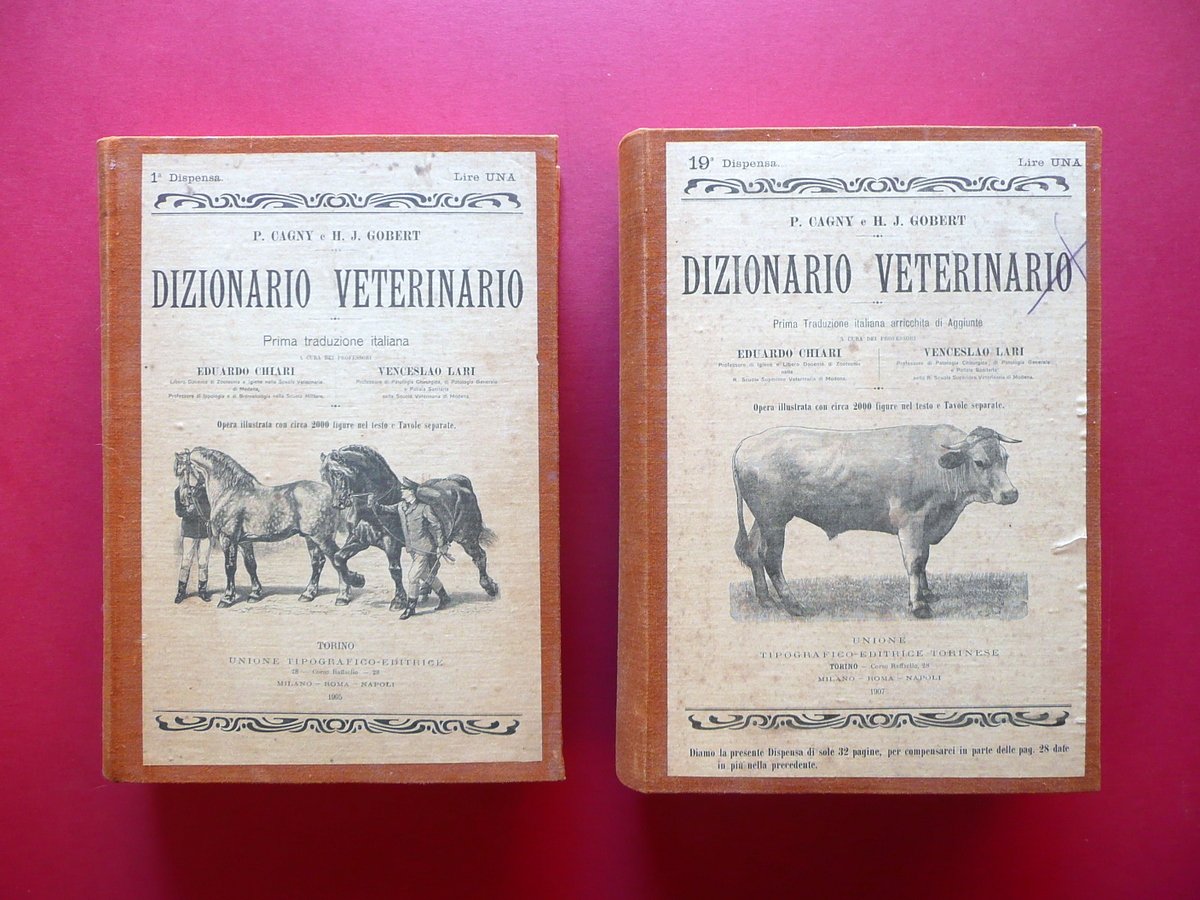 Dizionario Veterinario Cagny Gobert Torino 1905-1910 2 Volumi Completo