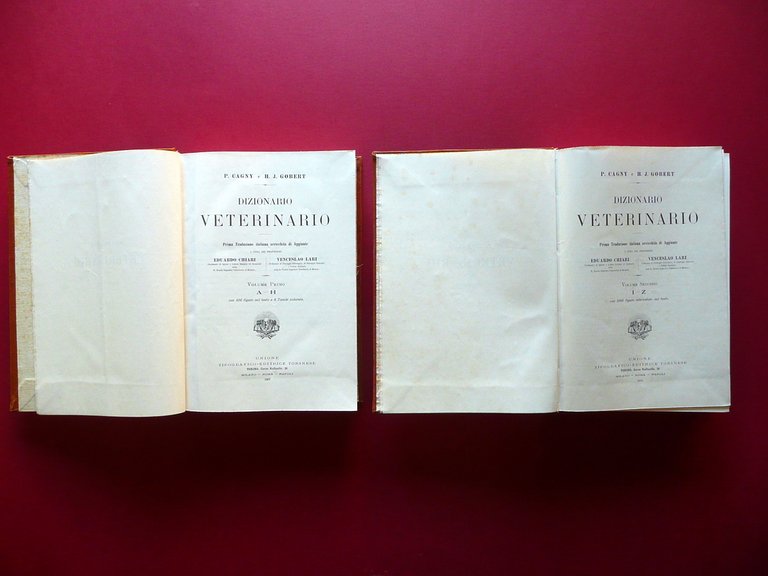 Dizionario Veterinario Cagny Gobert Torino 1905-1910 2 Volumi Completo