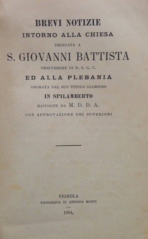 Domenico Muratori Parrocchia di S. Giovanni Battista in Spilamberto Vignola …