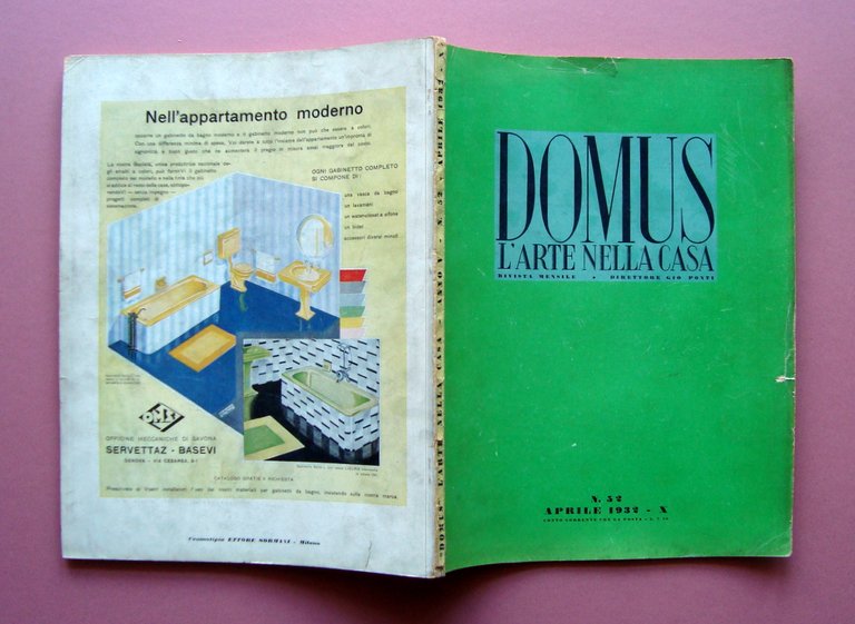 Domus L'Arte nella Casa N 52 Aprile 1932 Rivista Gio Ponti Abitazione Milano