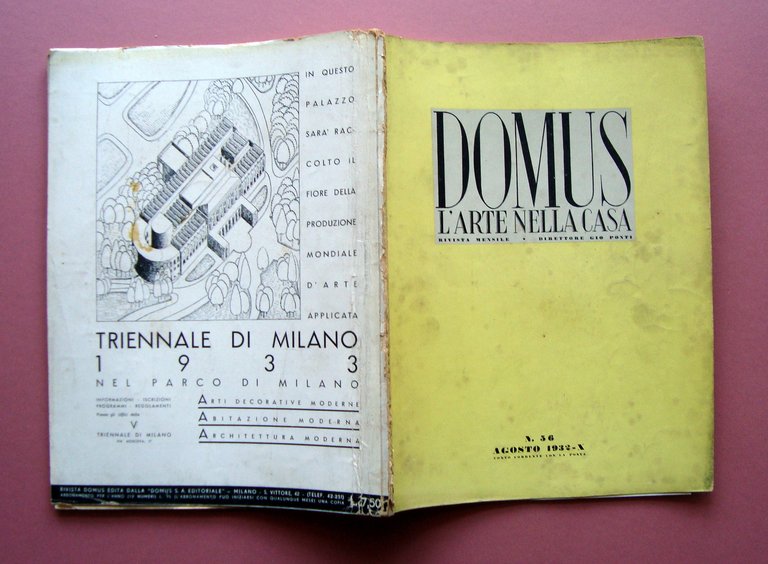 Domus L'Arte nella Casa N 56 Agosto 1932 Rivista Gio Ponti Casa Ampliabile