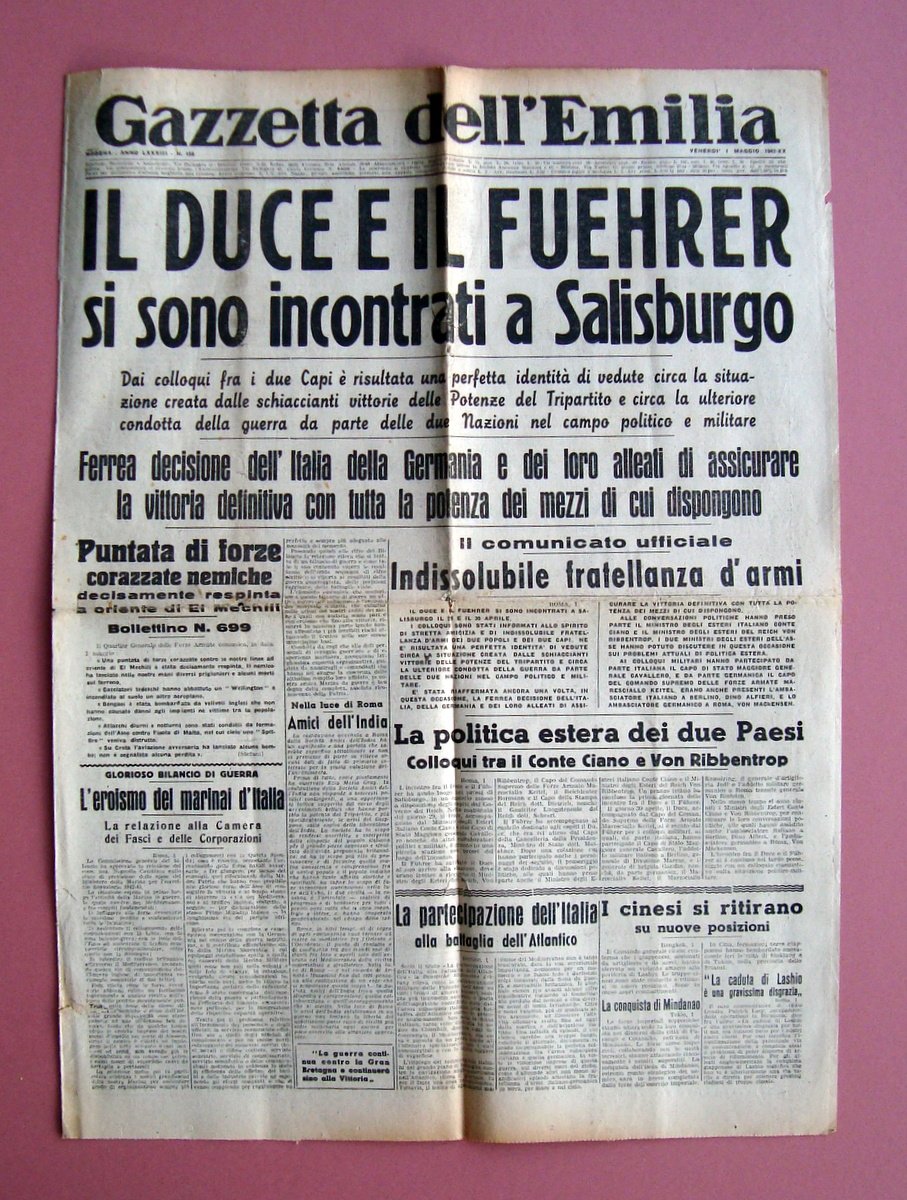 Duce e Fuerer a Salisburgo 1 maggio 1942 Gazzetta dell'Emilia