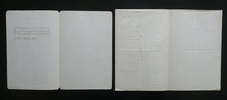 Due Biglietti Manoscritti Auguri di Nozze De Angelini Pulciani 1869 …