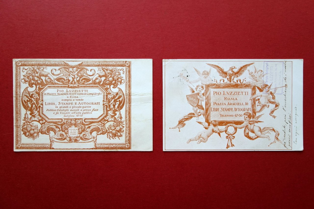 Due Cartoline Pio Luzzietti Roma Libri Stampe Attilio Cionini Viaggiate … | Immagine principale