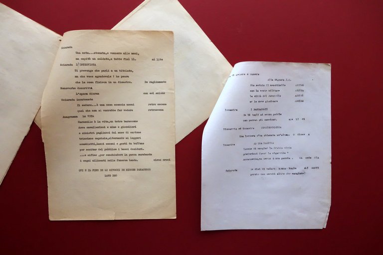 Due Dattiloscritti Messer Panacucco Giochi di Parole Paralipomeni Anni '40