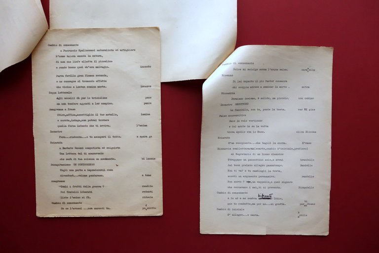 Due Dattiloscritti Messer Panacucco Giochi di Parole Paralipomeni Anni '40