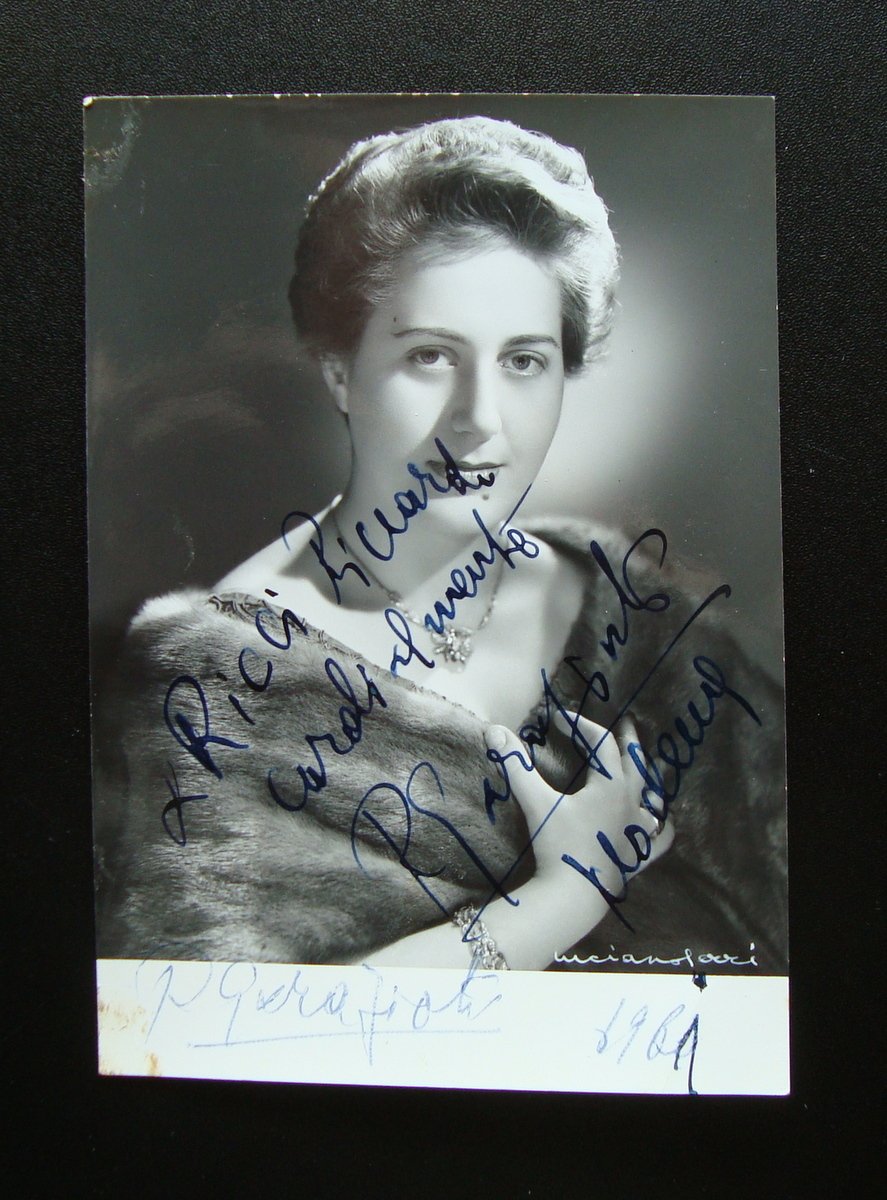 Due firme Autografe Rena Garazioti Soprano Foto Ferri Lirica