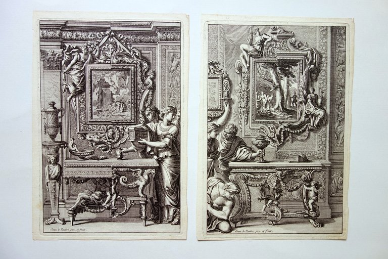 Due Incisioni Originali Jean Le Pautre Console Cornici XVII∞ Secolo | Immagine Gallery 1