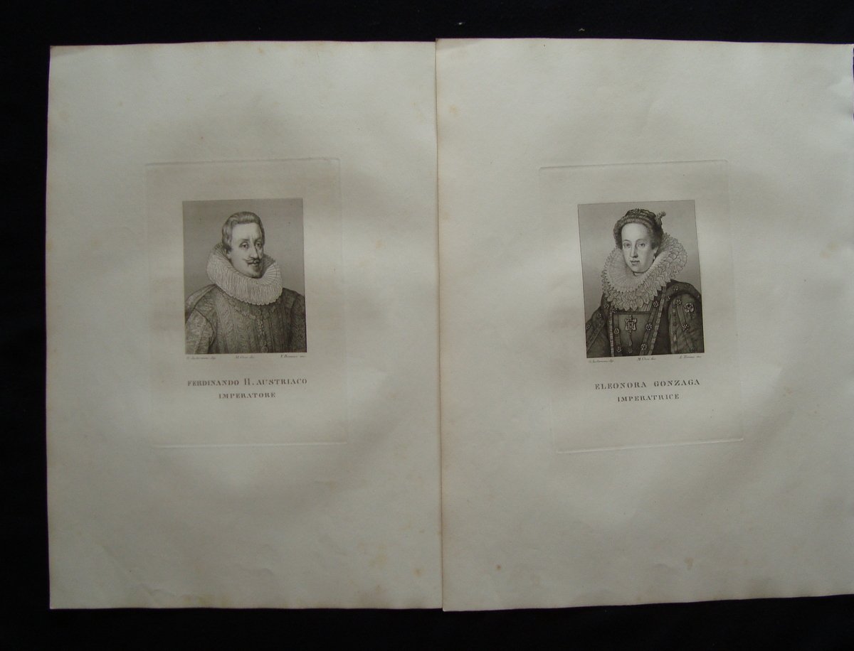 Due Incisioni rame Ferdinando II Eleonora Sustermans Galleria Pitti Firenze …
