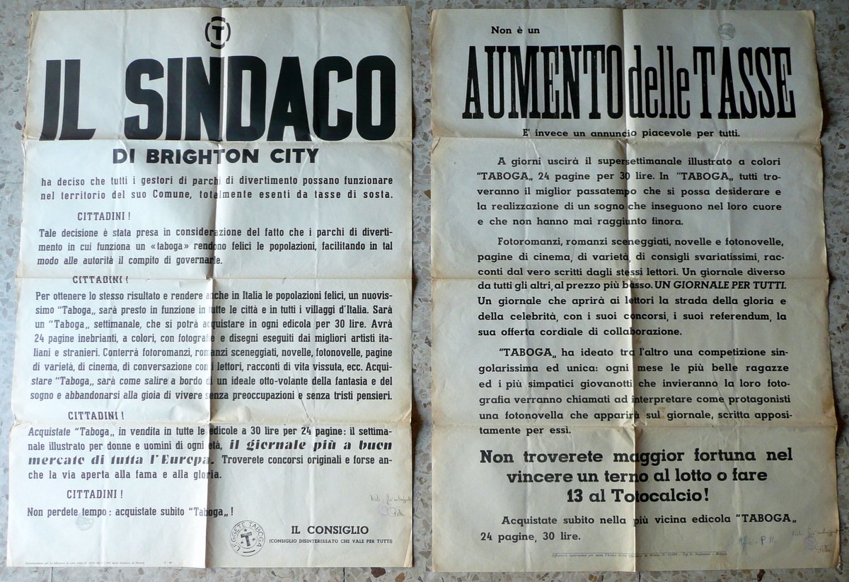 Due Manifesti Pubblicit‡ Supersettimanale Taboga Timbro Terni Questura Anni '50 | Immagine principale