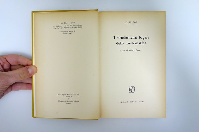 E. W. Beth I Fondamenti Logici della Matematica Feltrinelli 1963 | Immagine Gallery 3