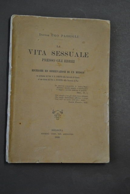 Ebraica Vita Sessuale Ebrei Erotismo Religione Verginit‡ Passigli Bologna 1899