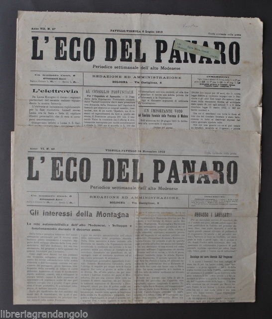Eco Panaro Frignano Modena Pavullo Vignola Frignano Pievepelago Riolunato 1912 | Immagine principale