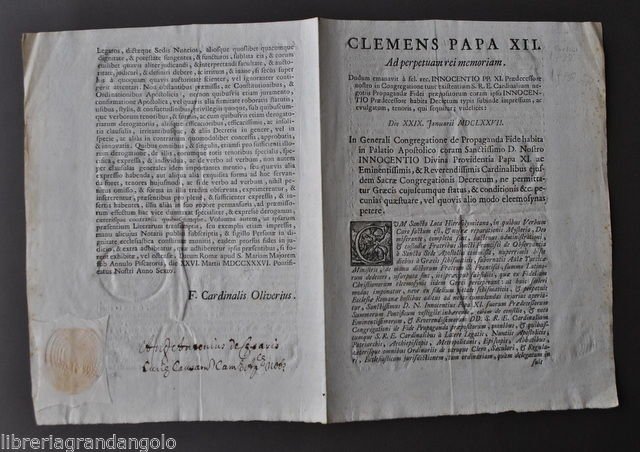 Editto Papa Ordine Gerosolimitano Greci Questua Clemente XII Innocenzo Roma … | Immagine principale