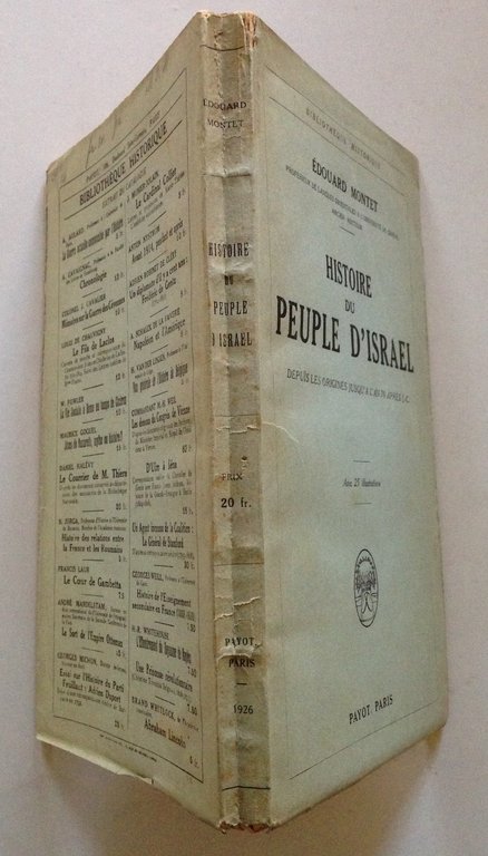 Edouard Montet Histoire du Peuple d'Israel Payot Paris 1926