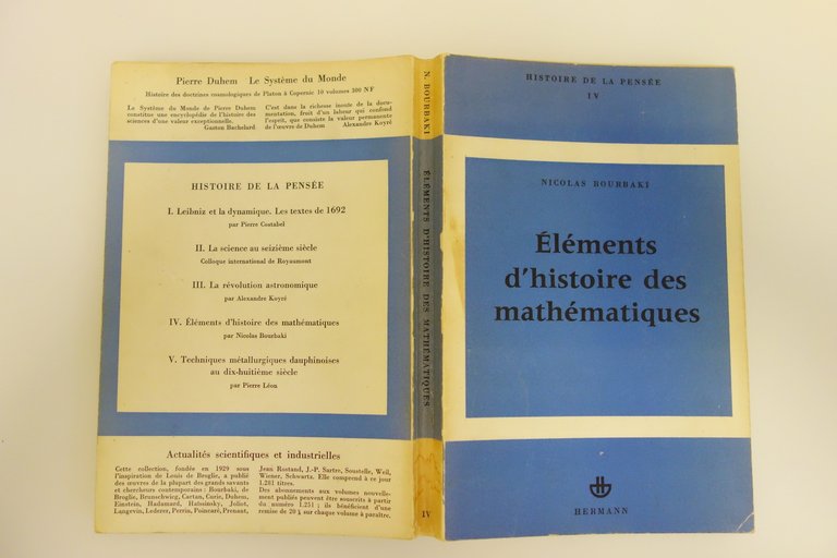 ELEMENTS D'HISTOIRE DES MATHEMATIQUES BOURBAKI HERMANN 1960 FRANCESE