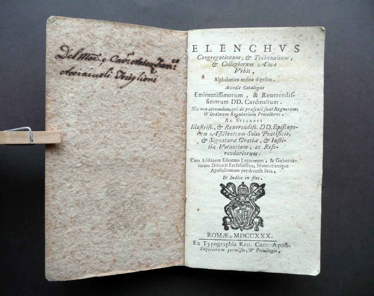 Elenchus Congregationim Tribunalium Collegiorum Almae Urbis Romae 1730 Raro | Immagine principale