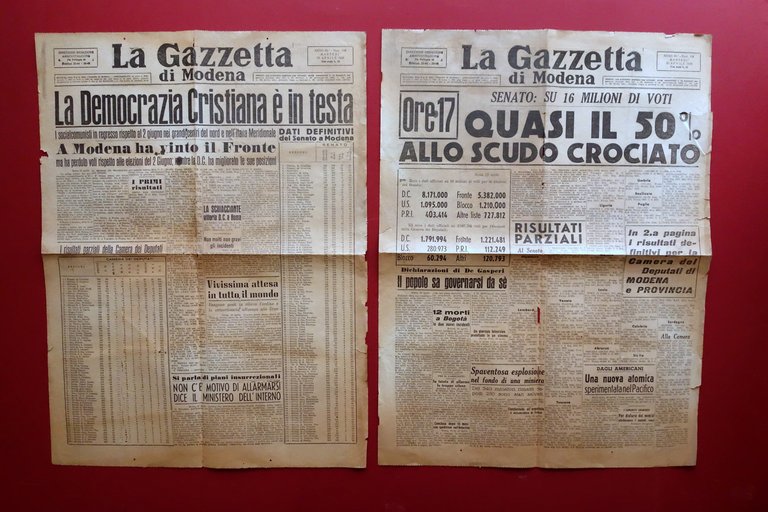 Elezioni Politiche 1948 Candidati Modenesi Gazzetta di Modena 4 Numeri