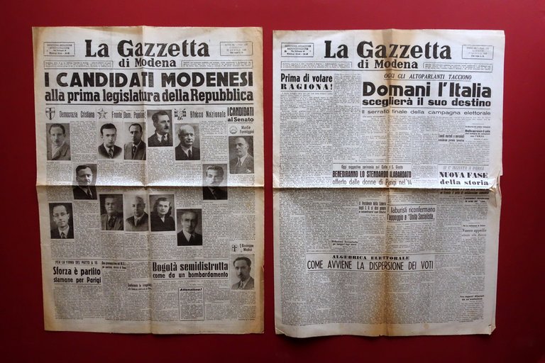 Elezioni Politiche 1948 Candidati Modenesi Gazzetta di Modena 4 Numeri