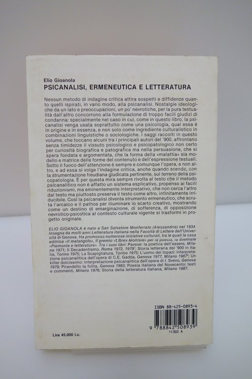 ELIO GIOANOLA PSICANALISI ERMENEUTICA E LETTERATURA MURSIA 1991 | Immagine Gallery 2