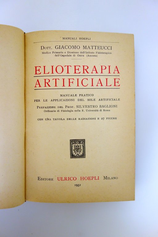 Elioterapia Artificiale G. Matteucci Hoepli Milano 1831 1° Edizione | Immagine Gallery 3