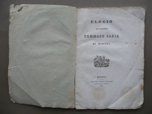 Elogio Del Cardinale Tommaso Badia Modena Soliani 1830 Baraldi Religione …
