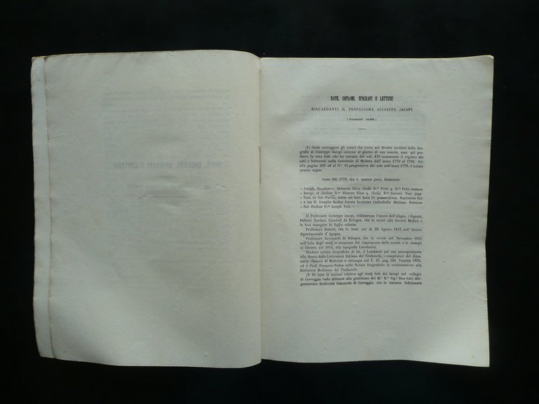Elogio del Professore Giuseppe Jacopi Gaddi Soliani Modena 1864 Medicina …