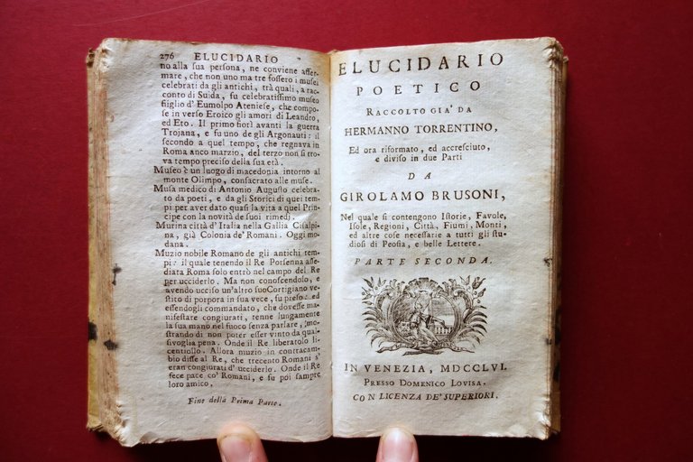 Elucidario Poetico Raccolto da Hermanno Torrentino Lovisa 1756 2 Tomi