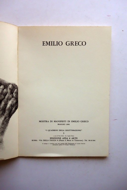 Emilio Greco Catalogo Mostra di Manifesti Ed. Apsa 8 Arte …