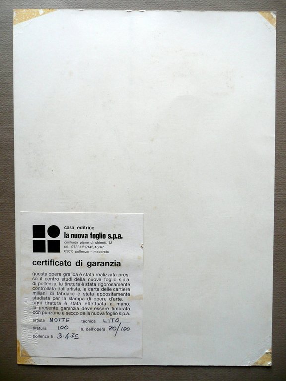 Emilio Notte Futurismo Tavola Litografica a Colori Pollenza 1975 Garanzia …