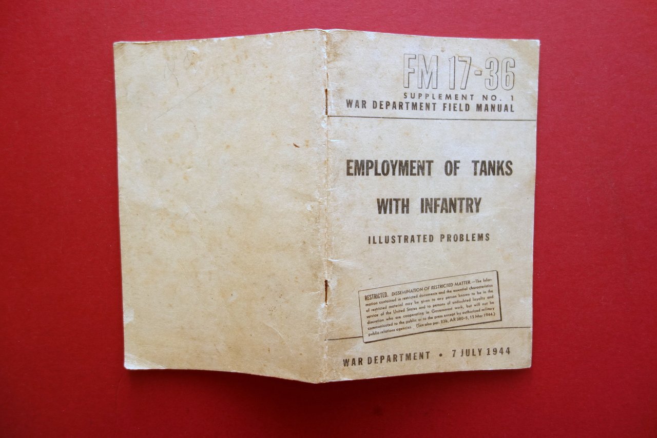 Employment of Tanks With Infantry War Department USA 1944 WW2 …