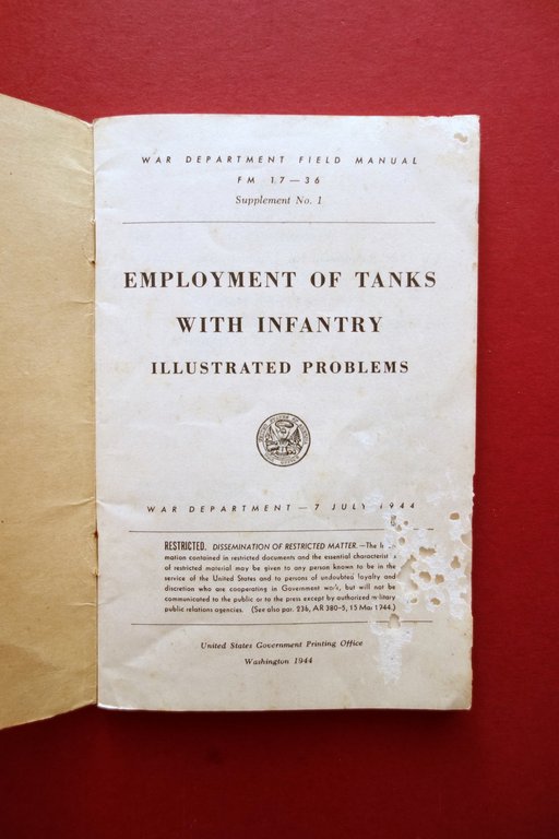Employment of Tanks With Infantry War Department USA 1944 WW2 …