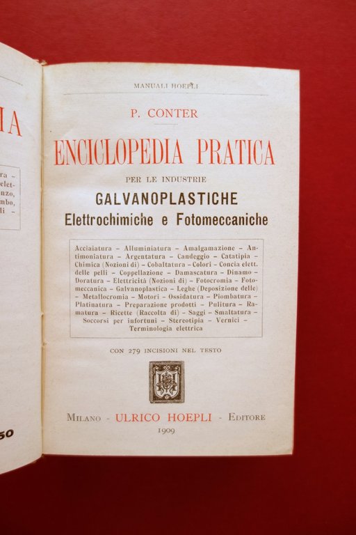 Enciclopedia Pratica per le Industrie Galvanoplastiche P. Conter Hoepli 1909 | Immagine Gallery 4
