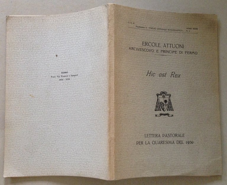 Ercole Attuoni Principe Fermo Hic Est Rex Lettera Pastorale Quaresima …