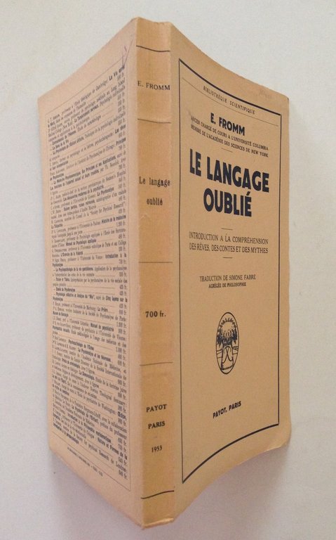 Erich Fromm La Langage OubliÈ Prima Edizione Payot Paris 1953