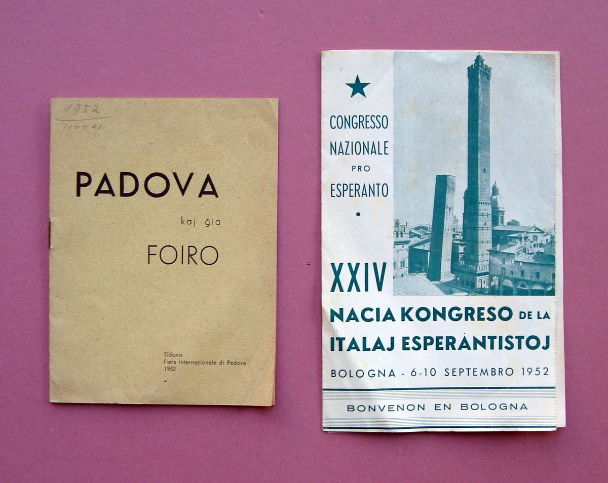 Esperanto due brossure XXIV Congresso Nazionale Bologna 1952 Padova Fiere …