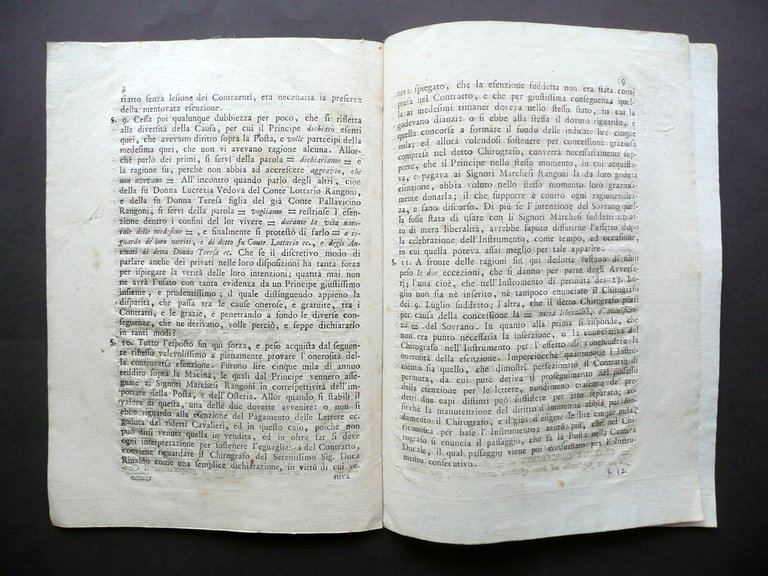 Esposizione Ragioni Competenti Rangoni Esenzione Lettere Posta Modena 1768