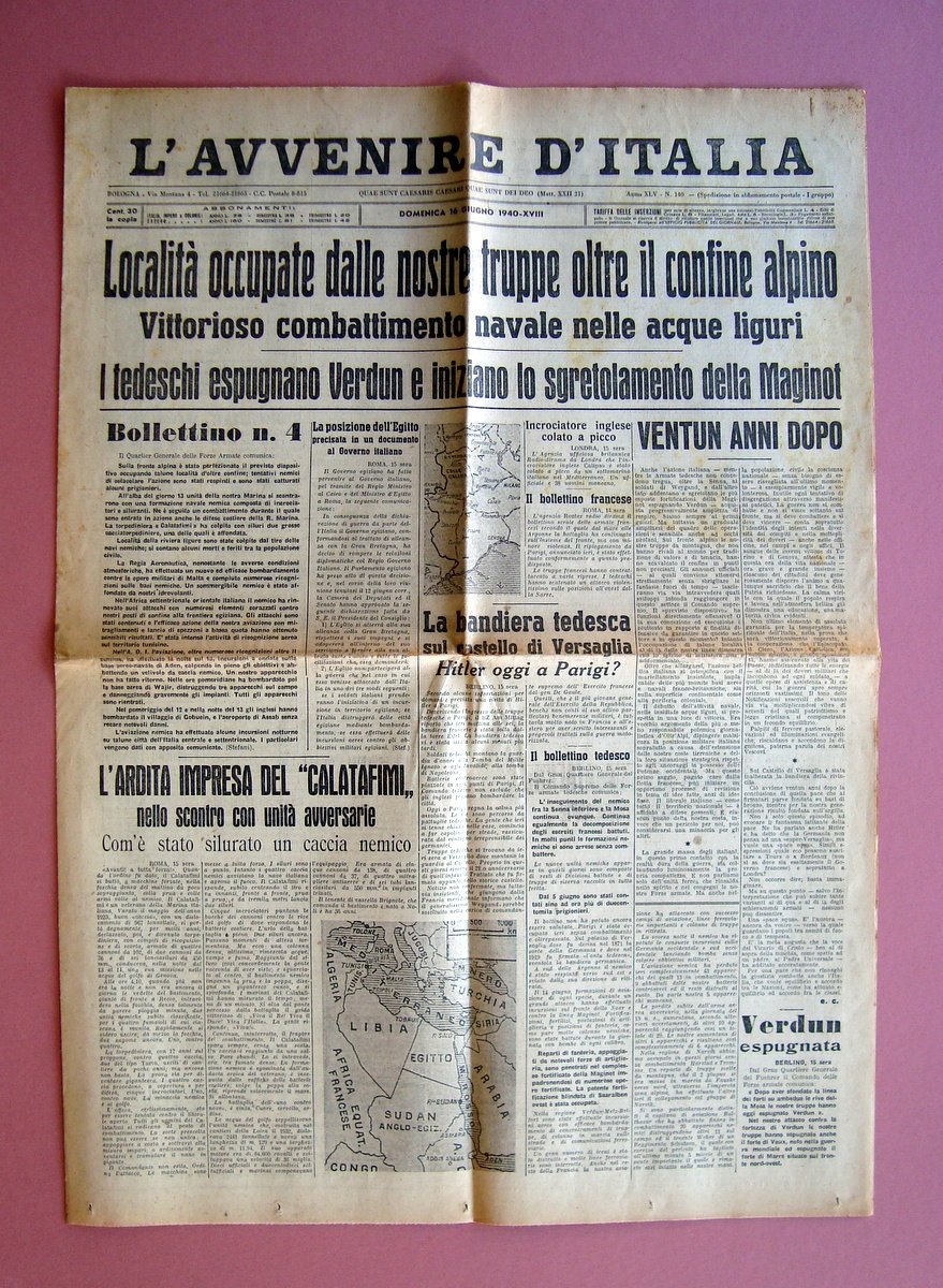 Espugnata Verdun sgretolamento Maginot L'Avvenire d'Italia n 140 16 giugno … | Immagine principale