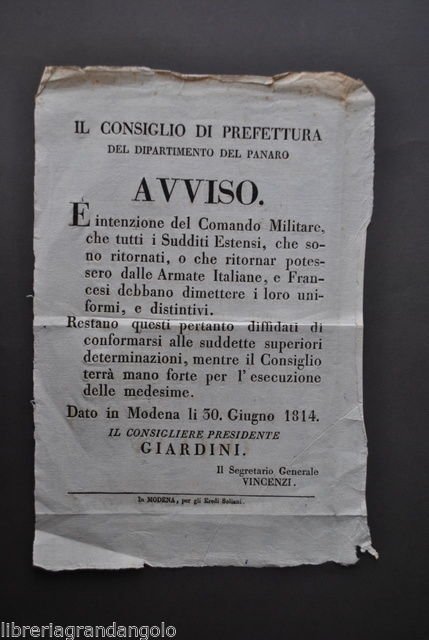 Estensi Militaria Soldati Divise Armata Italia Francia Uniformi Distintivi 1814 | Immagine principale