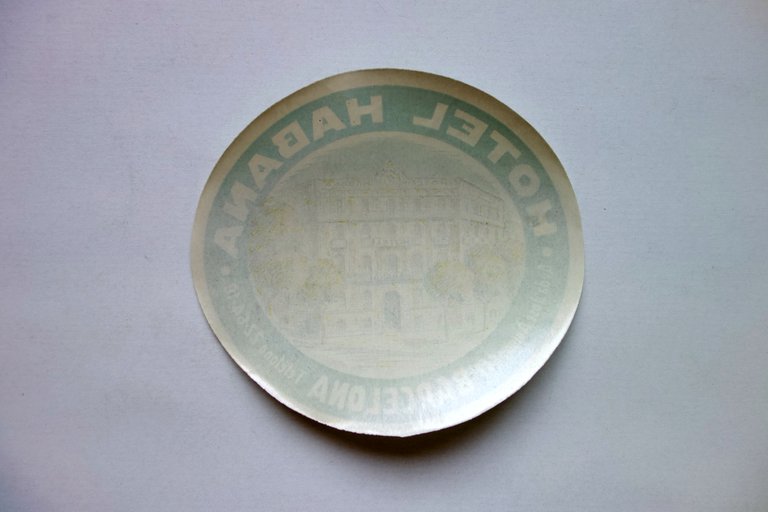 Etichetta Label Hotel Habana Barcellona Grafica a Colori '900