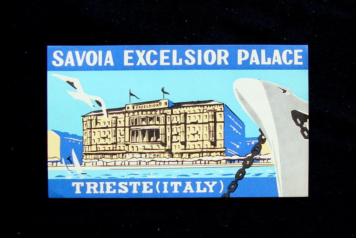 Etichetta Savoia Excelsior Palace Trieste anni '30 Label Luggage Valigia