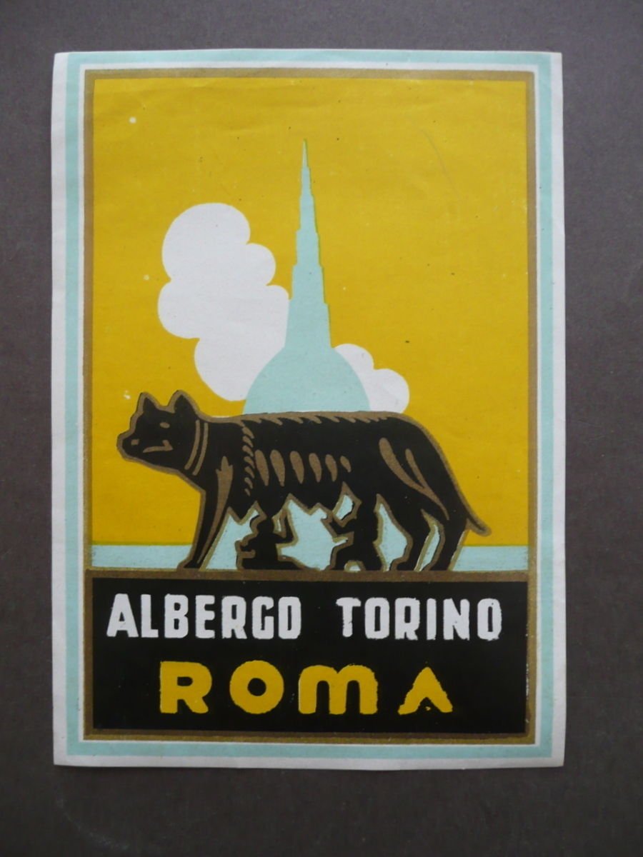 Etichetta Valigia Travel Label Suitcase Albergo Torino Roma Anni Trenta | Immagine principale