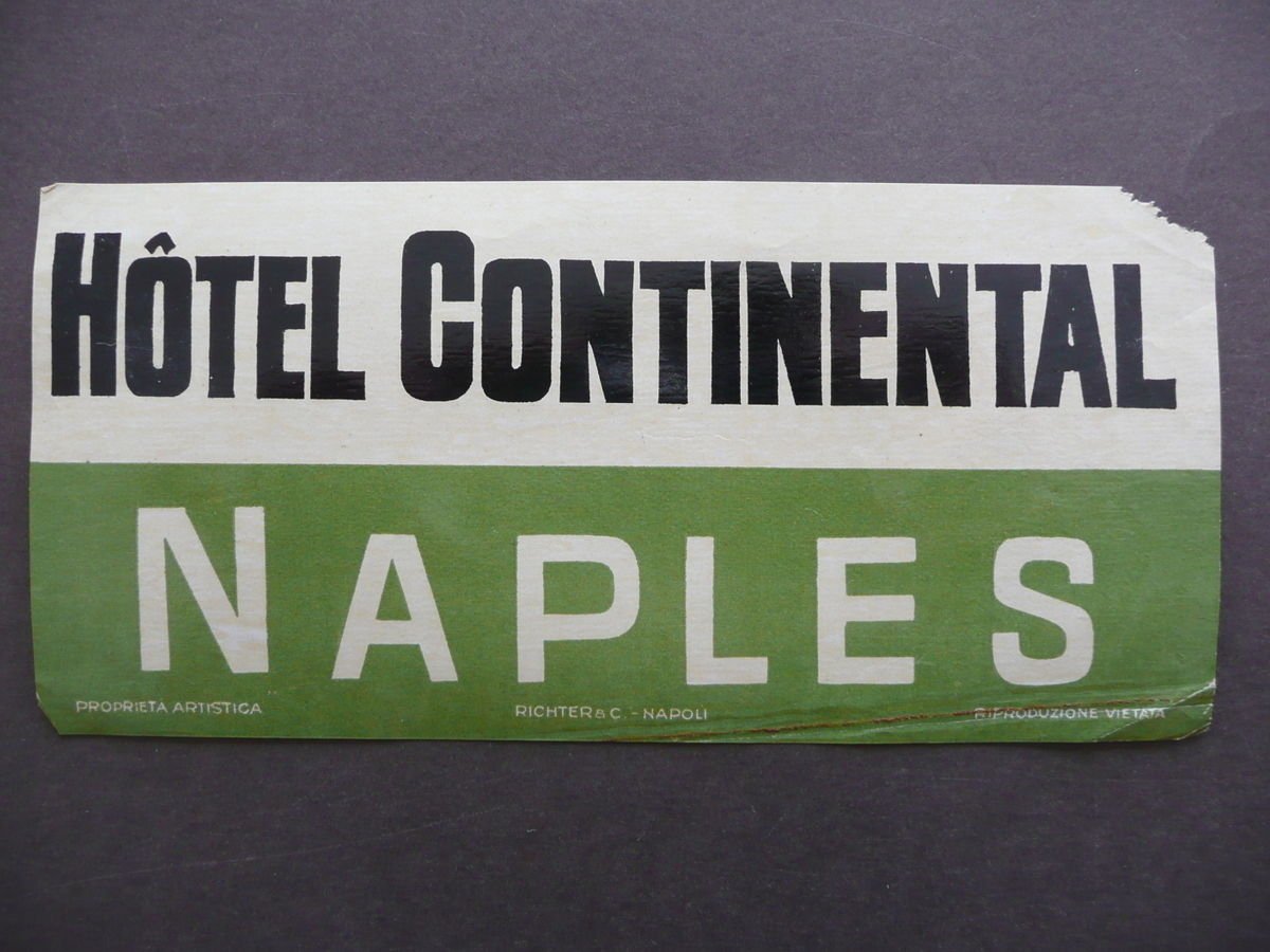 Etichetta Valigia Travel Label Suitcase Hotel Continental Napoli Anni Quaranta | Immagine principale