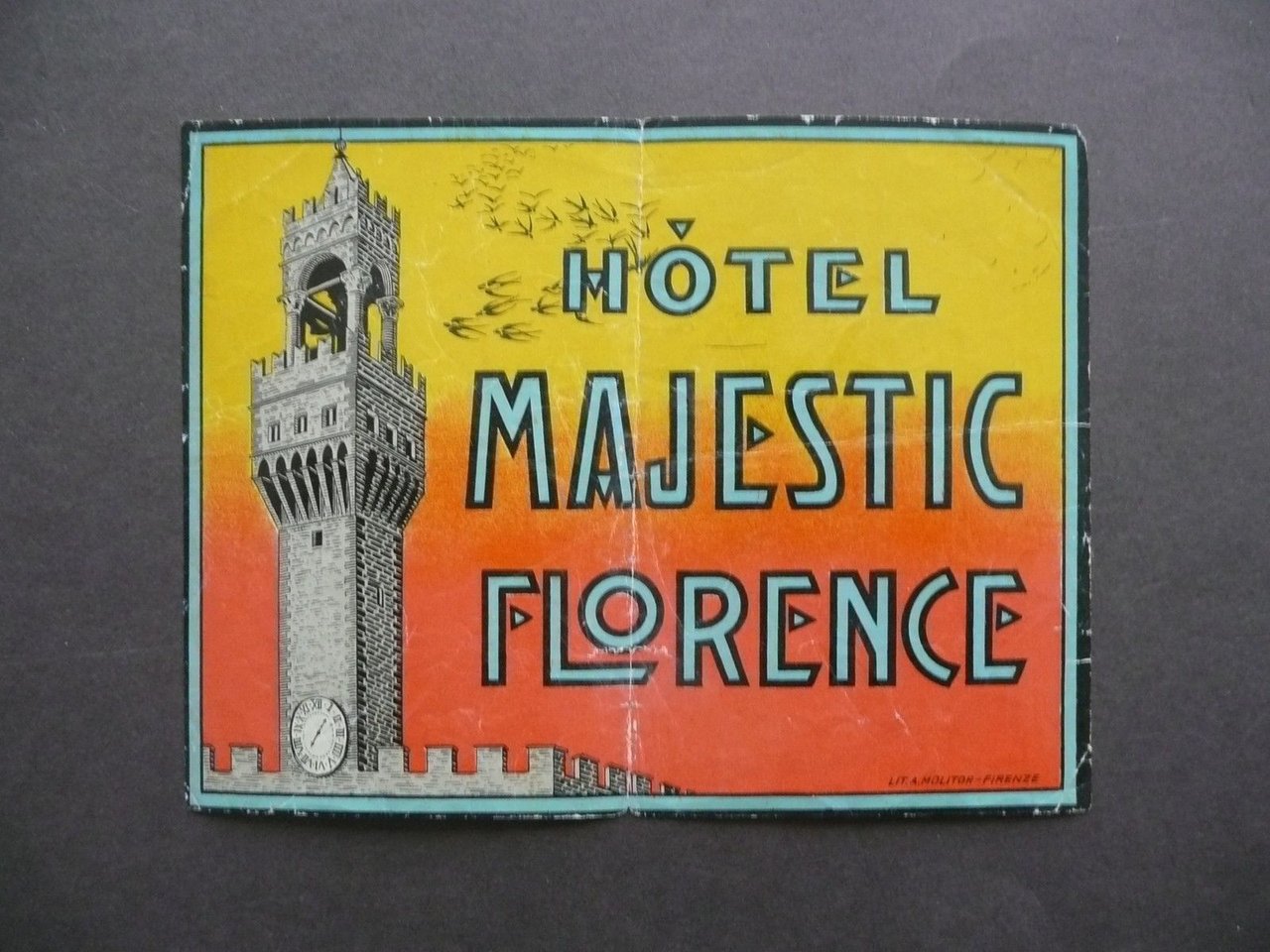 Etichetta Valigia Travel Label Suitcase Hotel Majestic Florence Anni Venti | Immagine principale